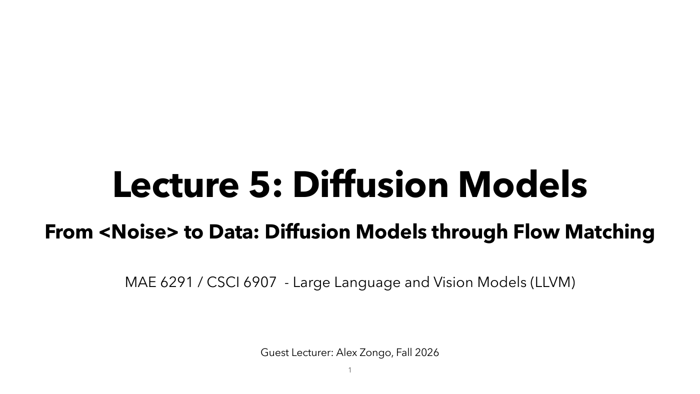 Lecture 5: From Noise to Data, Diffusion Models through Flow Matching